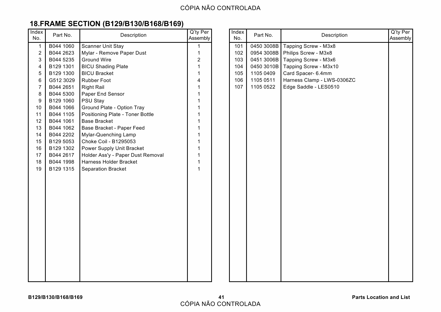 RICOH Aficio 120 1013 1013f 1515 1515F 1515MF B129 B130 B168 B169 B044 B045 B046 Parts Catalog-4